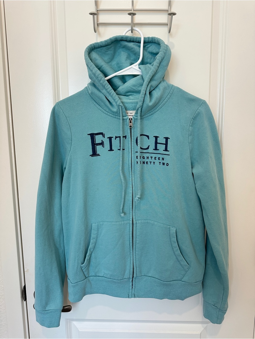 Abercrombie & Fitch Y2K Zip Hoodie Womens L Teal Fitch 1892 Sweatshirt